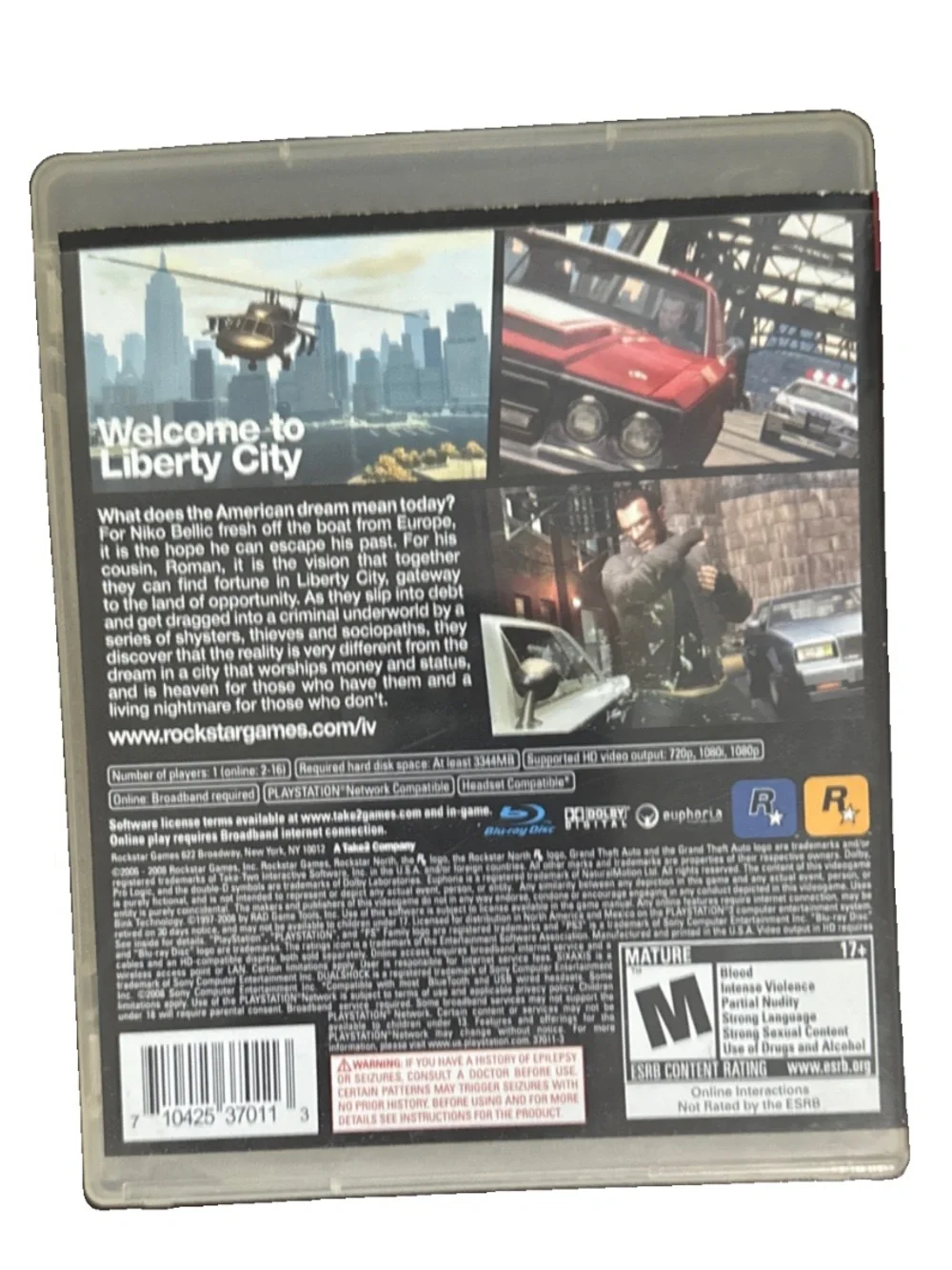 Grand Theft Auto IV For PS3 Game & Manual